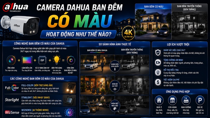 Camera Dahua Ban Đêm Có Màu Hoạt Động Như Thế Nào?