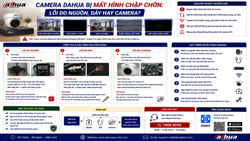 Camera Dahua Bị Mất Hình Chập Chờn: Lỗi Do Nguồn, Dây Hay Camera?