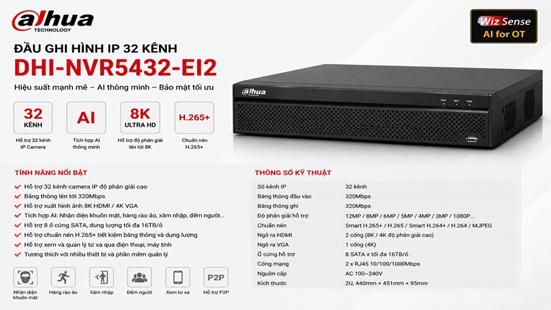 Đầu ghi hình IP 32 kênh Dahua DHI-NVR5432-EI2
