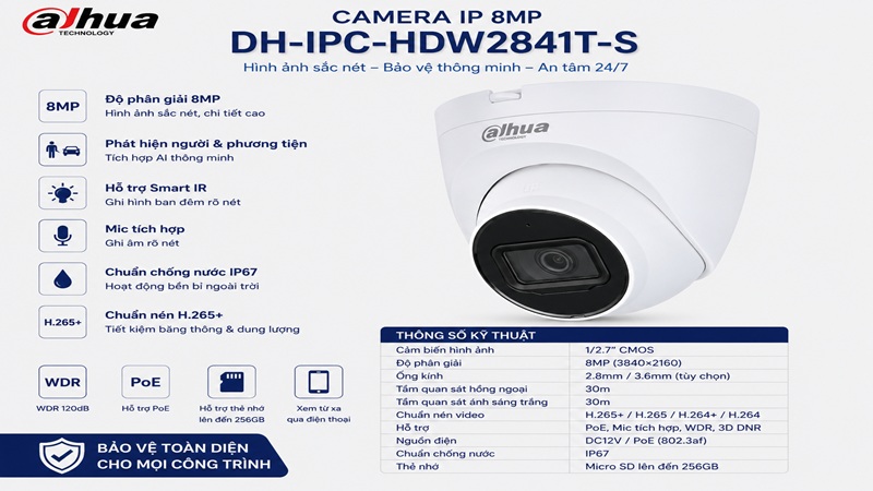 Camera IP 8MP Dahua DH-IPC-HDW2841T-S