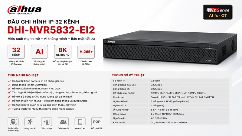 Đầu ghi hình IP 32 kênh Dahua DHI-NVR5832-EI2