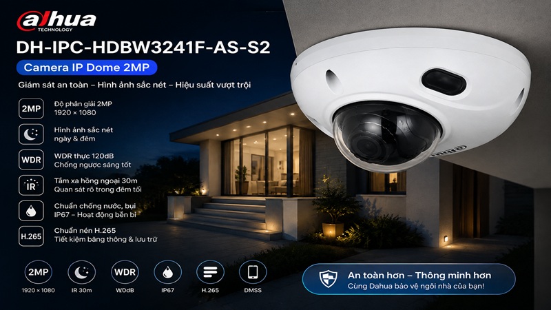 Dahua DH-IPC-HDBW3241F-AS-S2 – Camera IP Dome 2MP