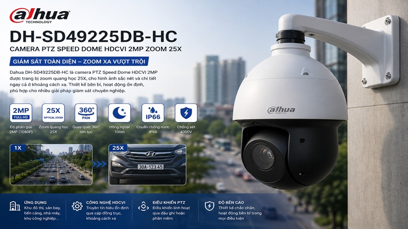 Dahua DH-SD49225DB-HC – Camera PTZ Speed Dome HDCVI 2MP Zoom 25X