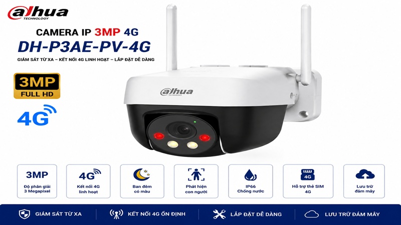 Camera IP 3MP 4G Dahua DH-P3AE-PV-4G