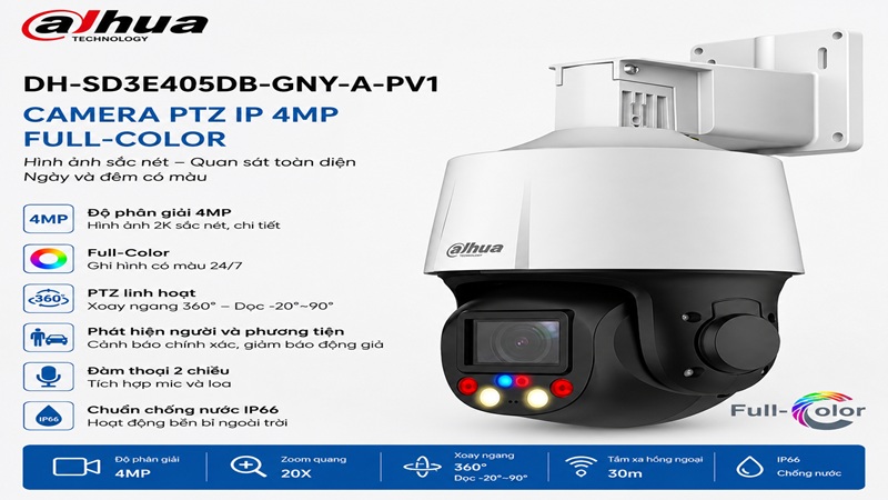 Dahua DH-SD3E405DB-GNY-A-PV1 – Camera PTZ IP 4MP Full-Color